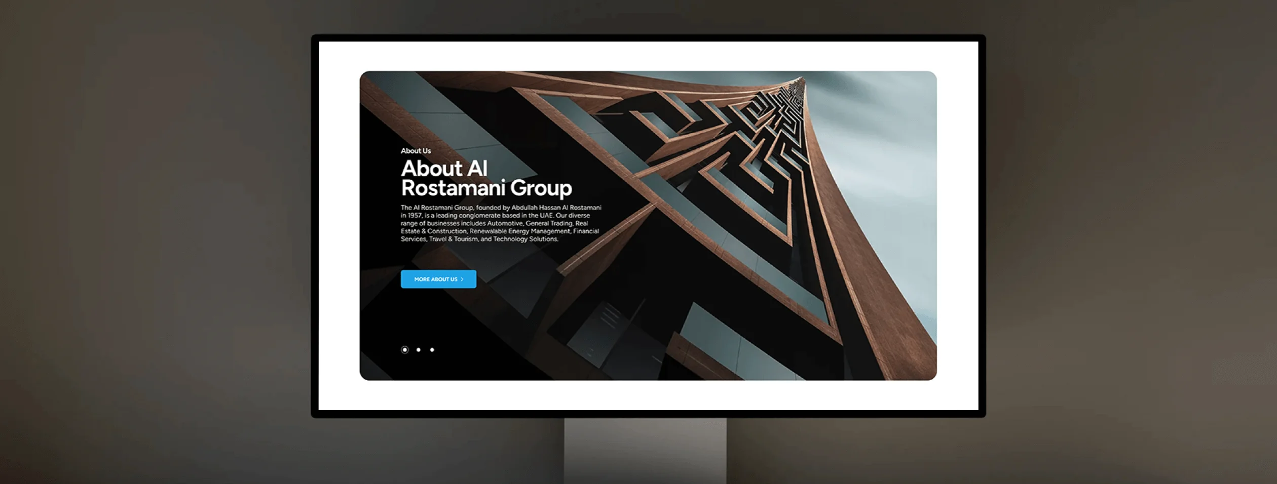 Al Rustamani Group website on a desktop display